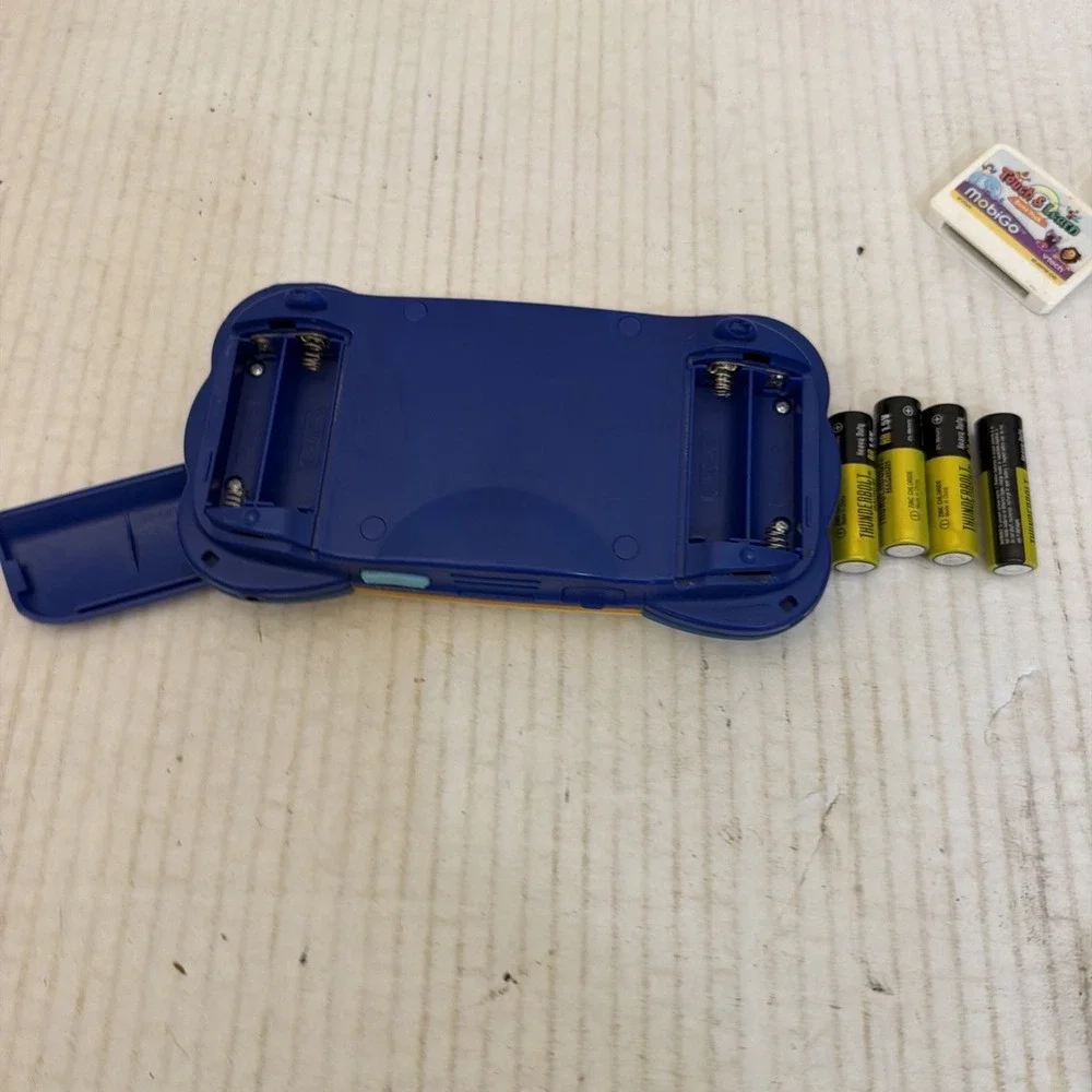 VTech MobiGo Touch Learning System Blue Yellow Handheld Console 2 Games
